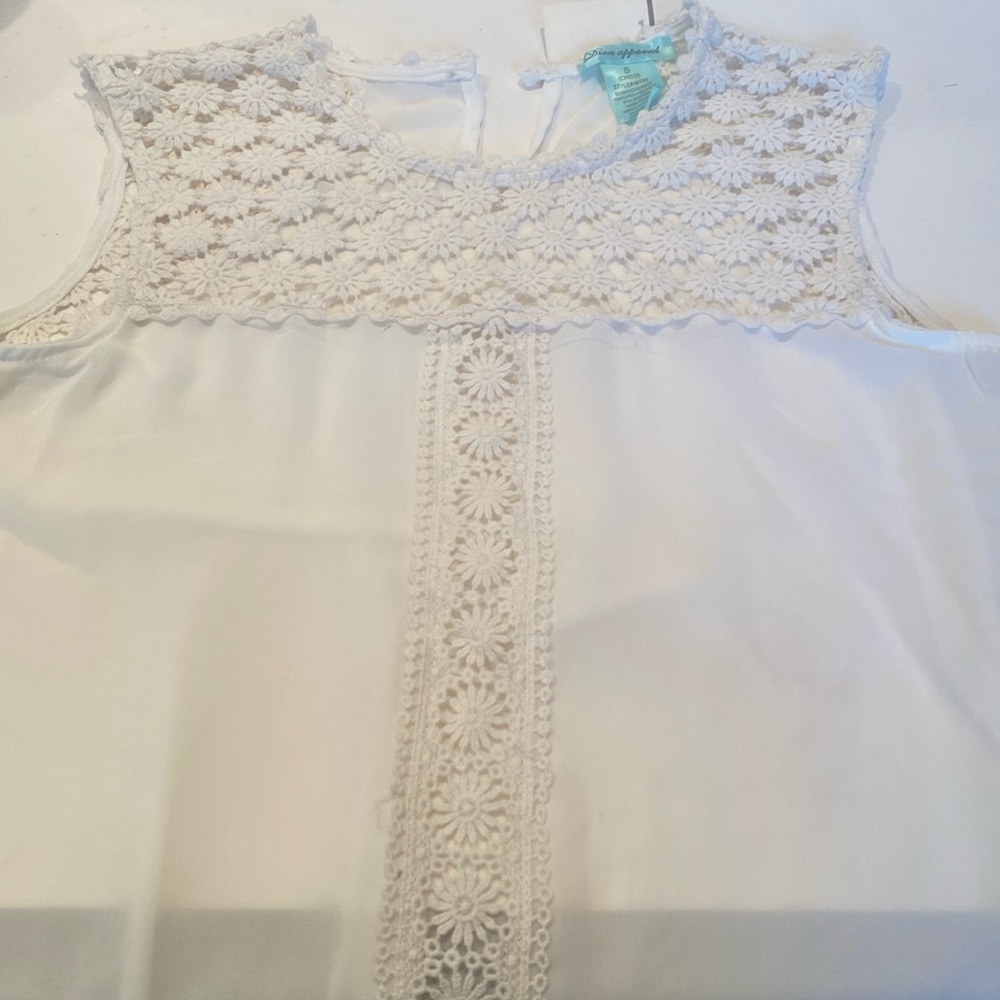 NWT & Vintage Diva Apparel Sheer White Crocheted Dressy Top